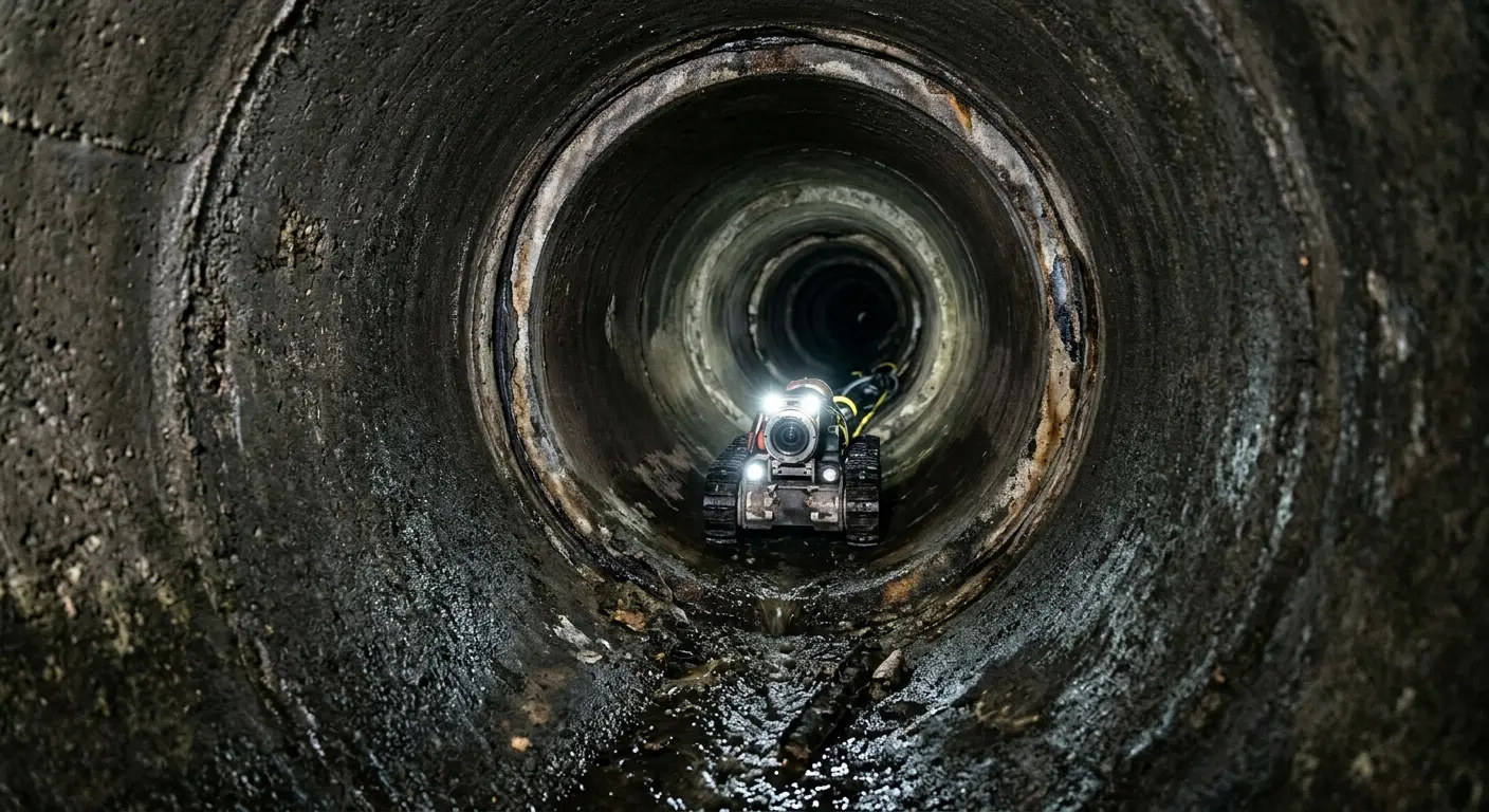 Robotic sewer camera inspecting pipe interior for Sewer Line Repair in Lakewood